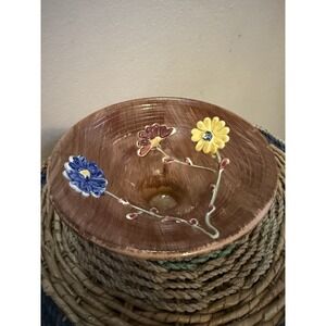 Hand-Painted Floral Bowl Vase: Made In Italy. Stands 3.5 Inches High Vintage